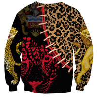 Malawi Sweatshirt Coat of Arms & Leopard Print - Unique Motif Fusion