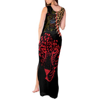Malawi Tank Maxi Dress Coat of Arms & Leopard Print - Unique Motif Fusion