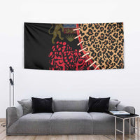 Malawi Tapestry Coat of Arms & Leopard Print - Unique Motif Fusion