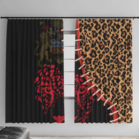Malawi Window Curtain Coat of Arms & Leopard Print - Unique Motif Fusion
