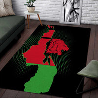 Malawi Map Shaped Lion Area Rug Unique Country and Wildlife Fusion Design