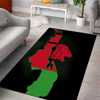 Malawi Map Shaped Lion Area Rug Unique Country and Wildlife Fusion Design