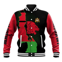 Malawi Map Shaped Lion Baseball Jacket Unique Country and Wildlife Fusion Design
