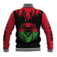 Malawi Map Shaped Lion Baseball Jacket Unique Country and Wildlife Fusion Design