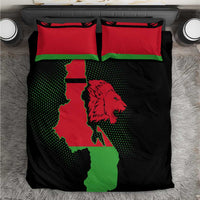 Malawi Map Shaped Lion Bedding Set Unique Country and Wildlife Fusion Design
