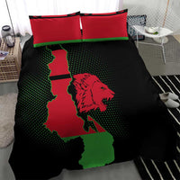 Malawi Map Shaped Lion Bedding Set Unique Country and Wildlife Fusion Design