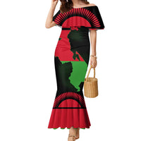 Malawi Map Shaped Lion Family Matching Mermaid Dress and Hawaiian Shirt Unique Country and Wildlife Fusion Design