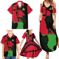 Malawi Map Shaped Lion Family Matching Summer Maxi Dress and Hawaiian Shirt Unique Country and Wildlife Fusion Design