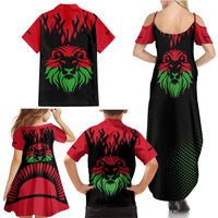 Malawi Map Shaped Lion Family Matching Summer Maxi Dress and Hawaiian Shirt Unique Country and Wildlife Fusion Design