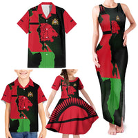 Malawi Map Shaped Lion Family Matching Tank Maxi Dress and Hawaiian Shirt Unique Country and Wildlife Fusion Design