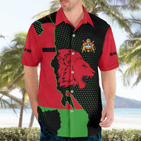Malawi Map Shaped Lion Hawaiian Shirt Unique Country and Wildlife Fusion Design