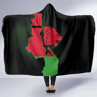 Malawi Map Shaped Lion Hooded Blanket Unique Country and Wildlife Fusion Design