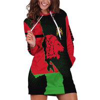 Malawi Map Shaped Lion Hoodie Dress Unique Country and Wildlife Fusion Design