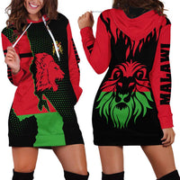 Malawi Map Shaped Lion Hoodie Dress Unique Country and Wildlife Fusion Design