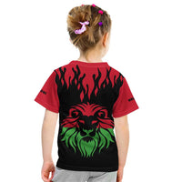 Malawi Map Shaped Lion Kid T Shirt Unique Country and Wildlife Fusion Design