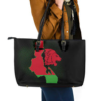 Malawi Map Shaped Lion Leather Tote Bag Unique Country and Wildlife Fusion Design