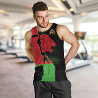 Malawi Map Shaped Lion Men Tank Top Unique Country and Wildlife Fusion Design