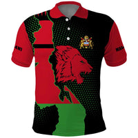 Malawi Map Shaped Lion Polo Shirt Unique Country and Wildlife Fusion Design