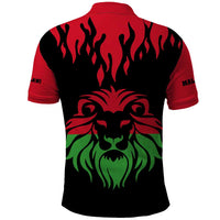Malawi Map Shaped Lion Polo Shirt Unique Country and Wildlife Fusion Design