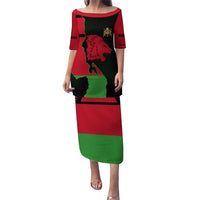 Malawi Map Shaped Lion Puletasi Unique Country and Wildlife Fusion Design