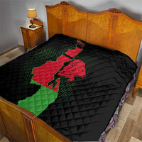Malawi Map Shaped Lion Quilt Unique Country and Wildlife Fusion Design