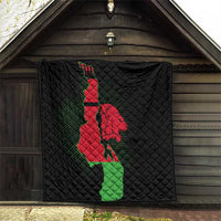 Malawi Map Shaped Lion Quilt Unique Country and Wildlife Fusion Design