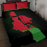 Malawi Map Shaped Lion Quilt Bed Set Unique Country and Wildlife Fusion Design