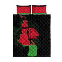 Malawi Map Shaped Lion Quilt Bed Set Unique Country and Wildlife Fusion Design