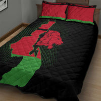 Malawi Map Shaped Lion Quilt Bed Set Unique Country and Wildlife Fusion Design