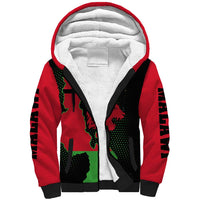 Malawi Map Shaped Lion Sherpa Hoodie Unique Country and Wildlife Fusion Design