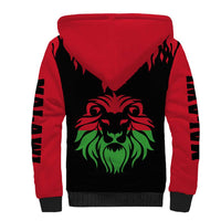 Malawi Map Shaped Lion Sherpa Hoodie Unique Country and Wildlife Fusion Design
