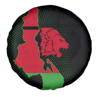 Malawi Map Shaped Lion Spare Tire Cover Unique Country and Wildlife Fusion Design