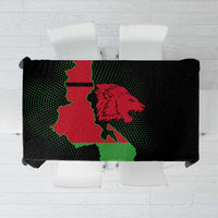 Malawi Map Shaped Lion Tablecloth Unique Country and Wildlife Fusion Design