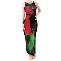 Malawi Map Shaped Lion Tank Maxi Dress Unique Country and Wildlife Fusion Design