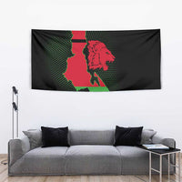 Malawi Map Shaped Lion Tapestry Unique Country and Wildlife Fusion Design