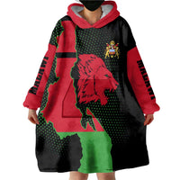 Malawi Map Shaped Lion Wearable Blanket Hoodie Unique Country and Wildlife Fusion Design