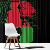 Malawi Map Shaped Lion Window Curtain Unique Country and Wildlife Fusion Design