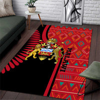 Malawi Patterns Area Rug Blended with Flag Colors & National Emblem - Cultural Fusion Design