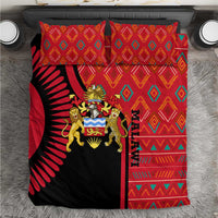Malawi Patterns Bedding Set Blended with Flag Colors & National Emblem - Cultural Fusion Design