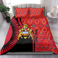 Malawi Patterns Bedding Set Blended with Flag Colors & National Emblem - Cultural Fusion Design