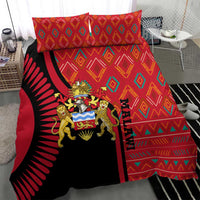 Malawi Patterns Bedding Set Blended with Flag Colors & National Emblem - Cultural Fusion Design