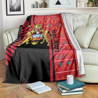 Malawi Patterns Blanket Blended with Flag Colors & National Emblem - Cultural Fusion Design