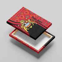 Malawi Patterns Canvas Wall Art Blended with Flag Colors & National Emblem - Cultural Fusion Design