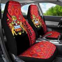 Malawi Patterns Car Seat Cover Blended with Flag Colors & National Emblem - Cultural Fusion Design