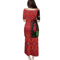Malawi Patterns Family Matching Puletasi and Hawaiian Shirt Blended with Flag Colors & National Emblem - Cultural Fusion Design