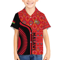 Malawi Patterns Family Matching Puletasi and Hawaiian Shirt Blended with Flag Colors & National Emblem - Cultural Fusion Design