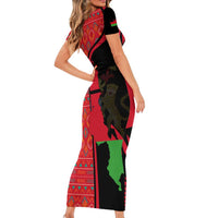 Malawi Patterns Family Matching Short Sleeve Bodycon Dress and Hawaiian Shirt Blended with Flag Colors & National Emblem - Cultural Fusion Design