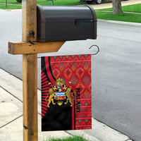Malawi Patterns Garden Flag Blended with Flag Colors & National Emblem - Cultural Fusion Design