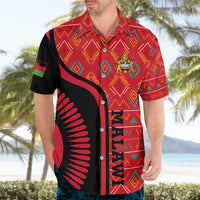 Malawi Patterns Hawaiian Shirt Blended with Flag Colors & National Emblem - Cultural Fusion Design