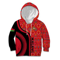 Malawi Patterns Kid Hoodie Blended with Flag Colors & National Emblem - Cultural Fusion Design